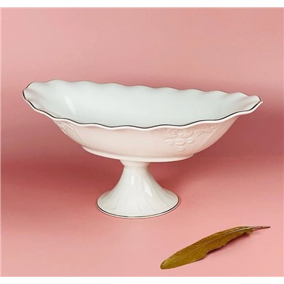 102-161 Овальная фруктовница 34см на ножке АГАТА в под.уп.(х4)Фарфор