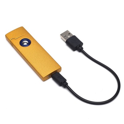 Зажигалка электронная, USB, спираль, 2.5×8 см, золото