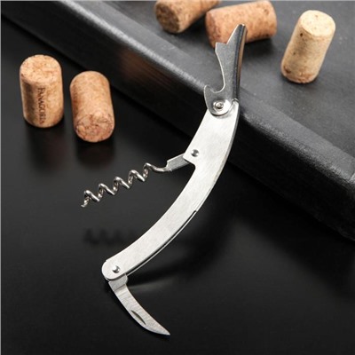 Штопор для вина складной Доляна Steel, h=11 см, серебристый