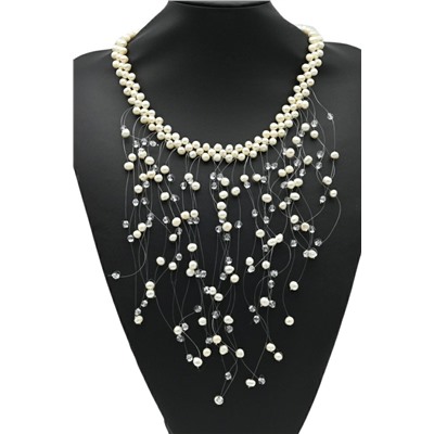 Ожерелье из жемчуга пресноводного шарики 5мм цв.белый, 46см