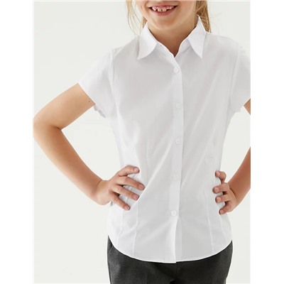 2pk Girls' Cap Sleeve Easy Iron School Shirts (2-16 Yrs)