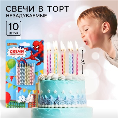 Набор свечей незадуваемые для торта, 10 шт., Человек-Паук