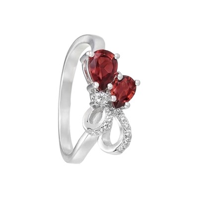 Кольцо 'Капельки' с гранатами и фианитами ТГКС.870ГРR