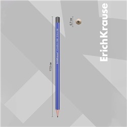 Карандаш чернографитный ErichKrause «Grafica 100», 2B, грифель d=2.2 мм, дерево, шестигранный, в коробке, синий корпус