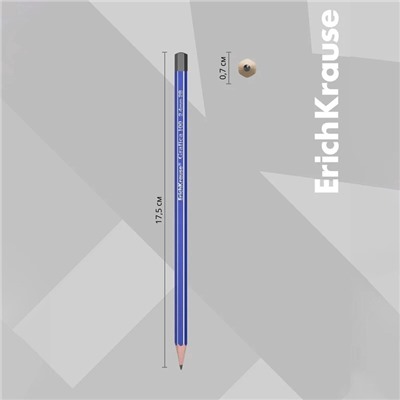 Карандаш чернографитный ErichKrause «Grafica 100», 2B, грифель d=2.2 мм, дерево, шестигранный, в коробке, синий корпус
