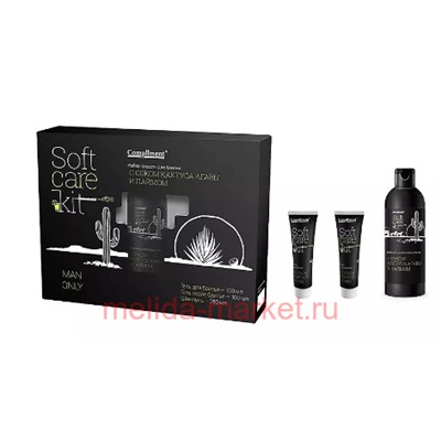 Compliment Подарочный набор SoftCare Kit ManOnly Гель для бритья 100мл+Гель после бритья 100мл+Шампунь для волос Агава 250мл №1293