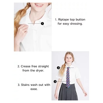 2pk Girls' Non-Iron School Shirts (2-18 Yrs)
