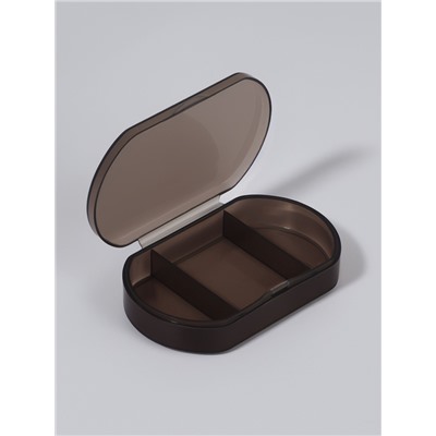 Таблетница - органайзер, 6×3.5×1.3 см, 3 секции, чёрная