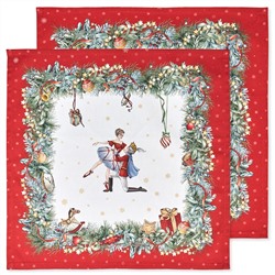 НАБОР САЛФЕТОК ИЗ 2-Х ШТ "ЩЕЛКУНЧИК",40Х40СМ , КРАСНЫЙ ,100% ХЛОПОК