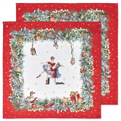 НАБОР САЛФЕТОК ИЗ 2-Х ШТ "ЩЕЛКУНЧИК",40Х40СМ , КРАСНЫЙ ,100% ХЛОПОК