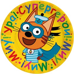 Тарелка бумажная «Tpи кoта: Супергерои!», в наборе 6 шт., 23 см