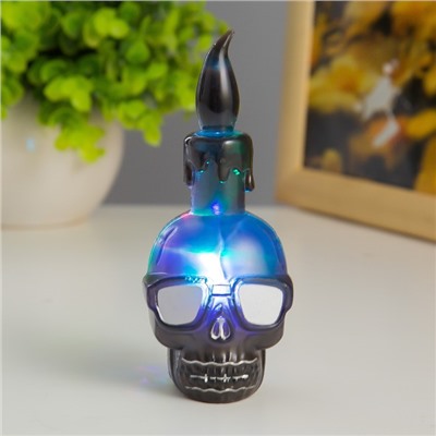 Фигурка светящаяся RISALUX «Череп», LED-ночник, RGB, 3×AG10, 5.5×5.5×9 см, МИКС