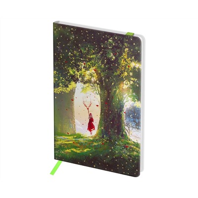 Записная книжка А6 80л. ЛАЙТ, кожзам, Greenwich Line "Mystical forest", с резинкой, тиснение фольгой, блок в клетку