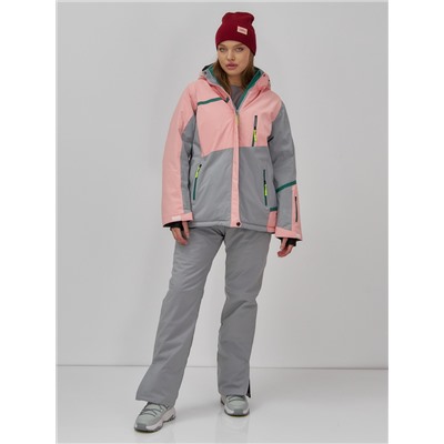 Горнолыжная куртка женская зимняя персикового цвета 7092P
