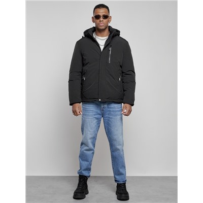 Куртка мужская зимняя с капюшоном спортивная великан черного цвета 8335Ch