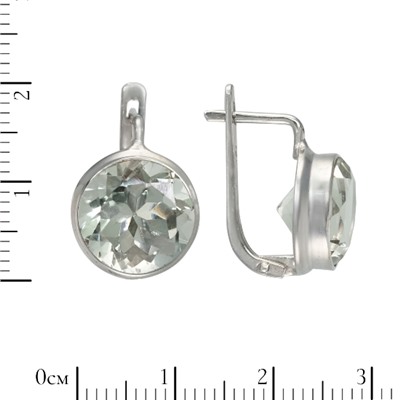 Серьги 'Ордо' с зелёным аметистом, родий ИВСК32112Х12АЗ0R1