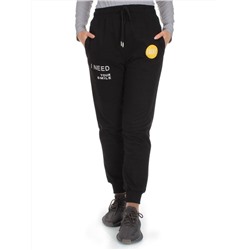 Q-06 BLACK Брюки спортивные женские (85% хлопок, 15% полиэстер)
