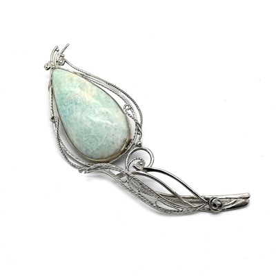 Брошь из амазонита 92*32мм