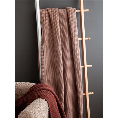 Плед из стираного хлопка цвета мокко из коллекции Essential, 130x180 см