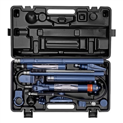 Растяжка гидравлическая, 10 т, набор из 17 предметов, 7 сменных насадок, в пластиковом кейсе Stels