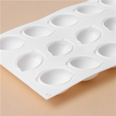 Форма для муссовых десертов и выпечки KONFINETTA «Лимоны», силикон, 29×17×3 см, 15 ячеек (5.5×4 см), 30 мл, белая