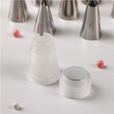 Набор насадок кондитерских Доляна, d=1.8 см, 12 шт., адаптер, насадки МИКС