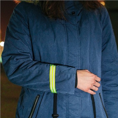 Светоотражающая лента-стропа, 20 мм, 5±1 м, 2 полосы, салатовая