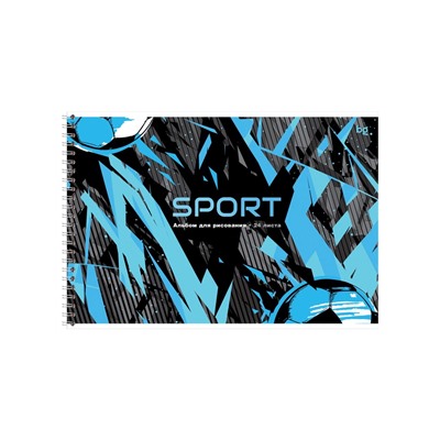 Альбом для рисования А4, 24 листа, на гребне, Sport, обложка мелованный картон, блок офсет 100 г/м², МИКС