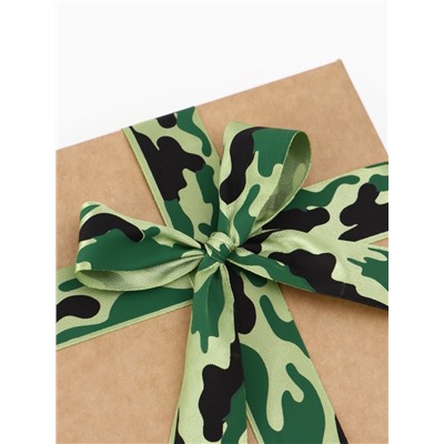 Лента атласная «Камуфляж», 25 мм × 23 ± 1 м, цвет зелёный