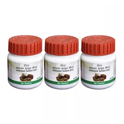 Набор Канчнар Гуггул (3 x 80 таб), Kanchnar Guggul Set, произв. Patanjali