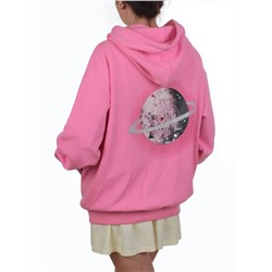 3265 PINK Худи на молнии женское (95% хлопок, 5% эластан)