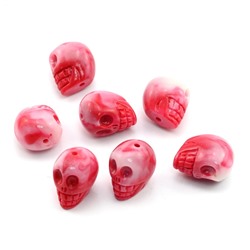 Разделитель-бусина П, Череп  9*11*13мм, цв.розовый, отверстие 1,2мм.