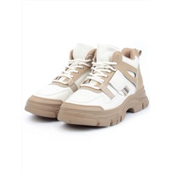 05-P51-2Z BEIGE Кроссовки женские зимние (натуральная и искусственная кожа, шерсть)