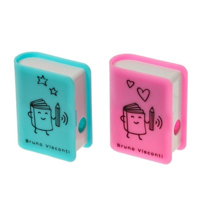 Точилка FUNSHARP «Книга», 1 отверстие, с ластиком, в контейнере, МИКС