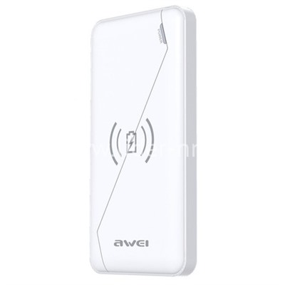 Портативное ЗУ (Power Bank) 10000mAh (AWEI P59K) 2 USB/беспроводная зарядка (белый)