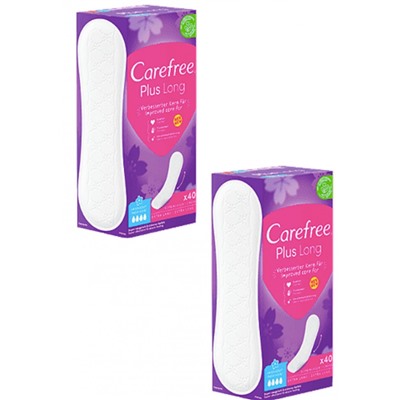 Carefree Slipeinlage Plus Long mit Frischeduft, 40 St, Карефри Прокладки ежедневные удлиненные Плюс с ароматом, 40 шт, 2 упаковки (80 шт)