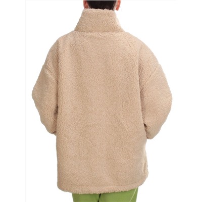 2568 BEIGE Кофта плюшевая женская Тедди на синтепоне  (50 гр. синтепон)