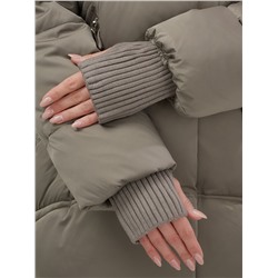 Куртка зимняя женская с мехом и капюшоном тренд коричневого цвета 7737K