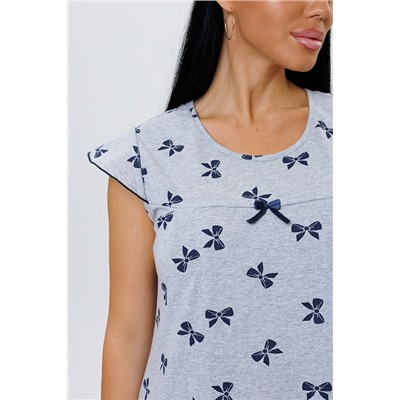 Женская ночная сорочка 2120 / Серый, бантики