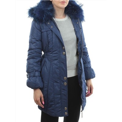 9026 BLUE Куртка зимняя женская (натуральный пух, натуральный мех)