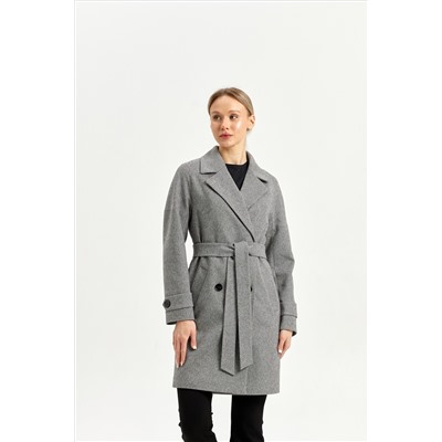 Пальто женское демисезонное 22970 (серый/ёлочка)