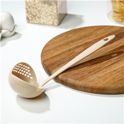 Половник-шумовка Доляна, 27 см, бежевый