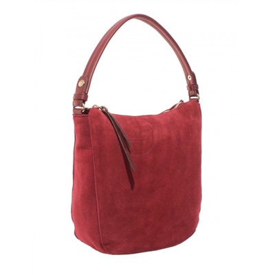 Сумка женская натуральная замша ADEL-208-4052в/ММ (отделка ИСК/КОЖА),  1отд+еврокарман,  плечевой ремень,  бордо 266028