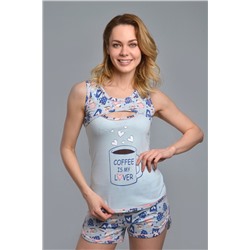 Пижама с шортами КОФЕ