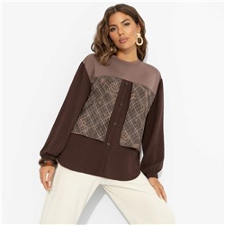 Свитшот с эффектом многослойности, Стиль по-взрослому (браун, нью)