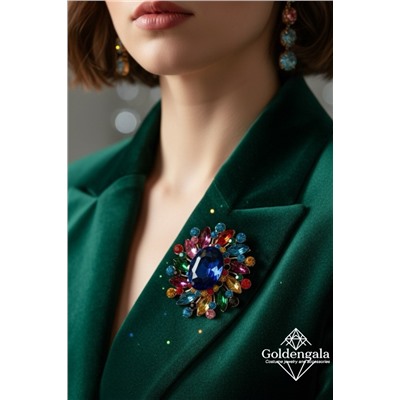 Брошь-кулон крупная с кристаллами БР4 модель БРО/14