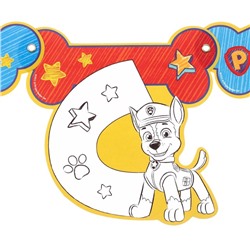 Гирлянда-раскраска на люверсах "С днем рождения!" с плакатом, Paw Patrol,дл.246 см