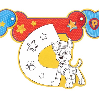 Гирлянда-раскраска на люверсах "С днем рождения!" с плакатом, Paw Patrol,дл.246 см