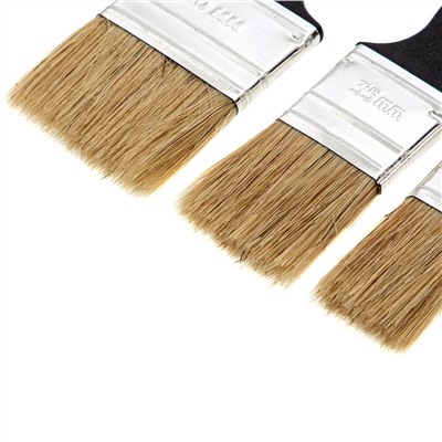 Набор кистей флейцевых 3 шт. (25 мм, 35 мм, 50 мм) натуральная щетина, пластиковая ручка Сибртех