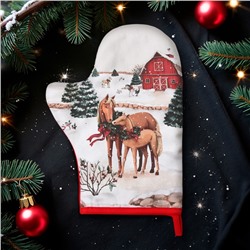 Варежка-прихватка Этель Нorse family, 20×28 см, саржа, 100% хлопок, ватин 250 г/м²